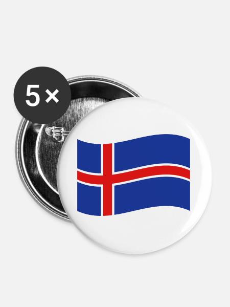 Isländische Flagge - Buttons groß 56 mm (5er Pack) - Weiß