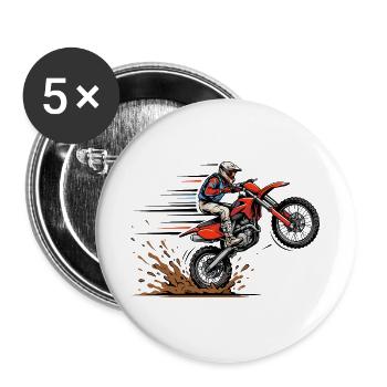 Motocross jump in the mud - Buttons large 2.2''/56 mm (5-pack) - white - Front