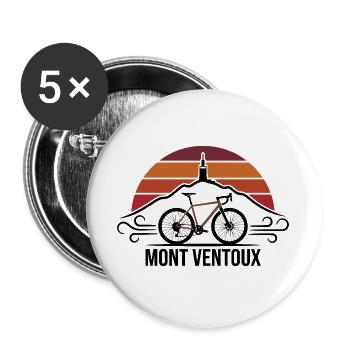 Mont Ventoux Retro-Radsport-T-Shirt - Buttons groß 56 mm (5er Pack) - Weiß - Vorne