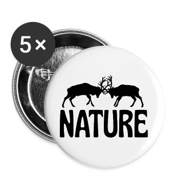 T-Shirt Fighting Deer Nature Wilderness Forest - Buttons large 2.2''/56 mm (5-pack) - white - Front