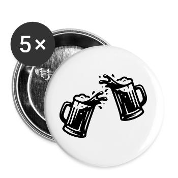 Bier Anstoßen Weizenbier - Buttons groß 56 mm (5er Pack) - Weiß - Vorne