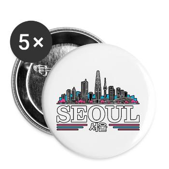Seoul Korea Retro Vintage South Korean - Buttons large 2.2''/56 mm (5-pack) - white - Front