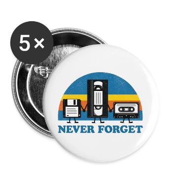 N’oubliez jamais le t-shirt cassette VHS rétro Vintage Disk - Lot de 5 grands badges (56 mm) - blanc - Devant