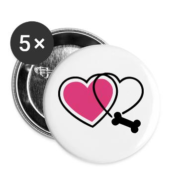  Pfotenabdruck Liebe Hund Knochen Hundemama - Buttons groß 56 mm (5er Pack) - Weiß - Vorne