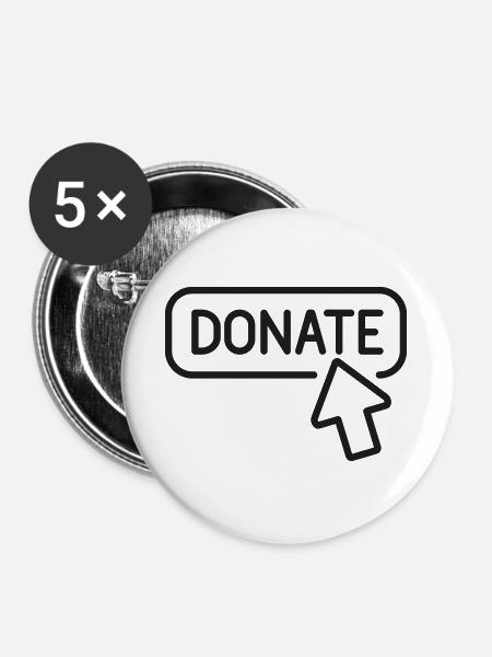 Spenden Button-Linien-Symbol Wohltätigkeitsunterstützung Symbol Vec - Buttons groß 56 mm (5er Pack) - Weiß