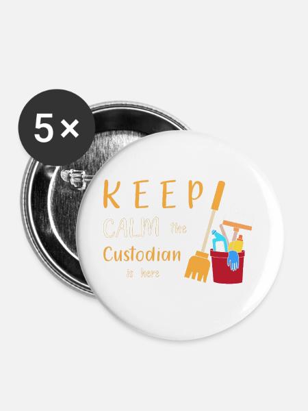 Schulhausmeister - Buttons groß 56 mm (5er Pack) - Weiß