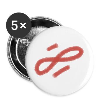 Red Brush Stroke Loop - Buttons large 2.2''/56 mm (5-pack) - white - Front