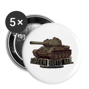 T-34 Tank – Green Suits Me - Buttons large 2.2''/56 mm (5-pack) - white - Front