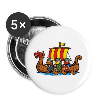 Viking Boat - Buttons large 2.2''/56 mm (5-pack) - white - Front