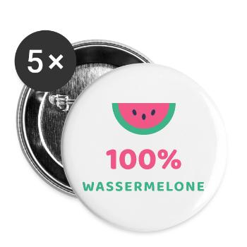100% Wassermelone - Buttons groß 56 mm (5er Pack) - Weiß - Vorne