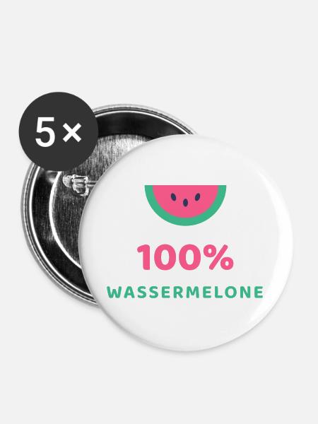 100% Wassermelone - Buttons groß 56 mm (5er Pack) - Weiß
