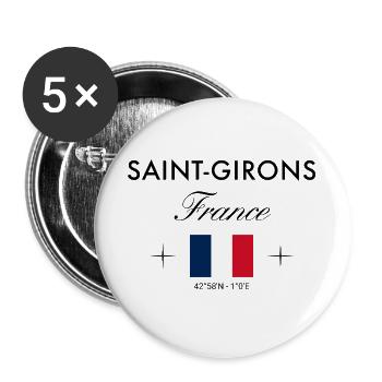 Saint Girons Frankreich Koordinaten Reise Souvenir - Buttons groß 56 mm (5er Pack) - Weiß - Vorne