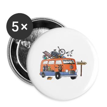 Holland Camper Motiv Vanlife Camping Urlaub - Buttons groß 56 mm (5er Pack) - Weiß - Vorne