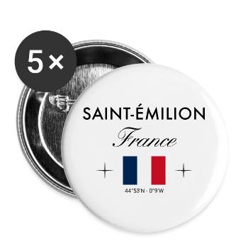 Saint Emilion Frankreich Koordinate Reise Souvenir - Buttons groß 56 mm (5er Pack) - Weiß - Vorne