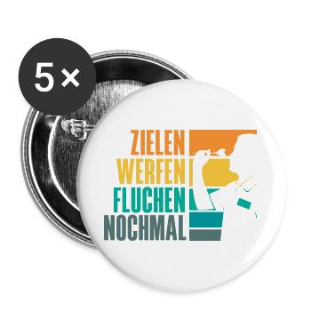 Lustige Darts Sprüche Darts Geschenke - Buttons groß 56 mm (5er Pack) - Weiß - Vorne