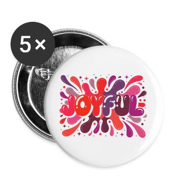Joyful Splash Colorful Typography - Buttons large 2.2''/56 mm (5-pack) - white - Front