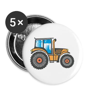Conception agricole tracteur - Lot de 5 grands badges (56 mm) - blanc - Devant