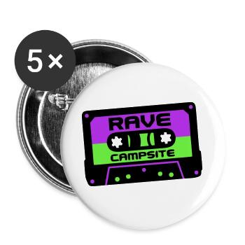 Rave Cassette Festival Logo - Buttons large 2.2''/56 mm (5-pack) - white - Front