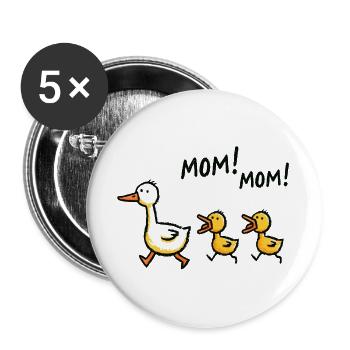 Duck Chick Mom Funny Mother's Day Gift - Buttons large 2.2''/56 mm (5-pack) - white - Front