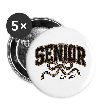Senior Leopard Glitter Fliege - Buttons groß 56 mm (5er Pack) - Weiß - Vorne