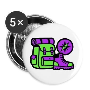Wanderrucksack Kompass Grafik - Buttons groß 56 mm (5er Pack) - Weiß - Vorne