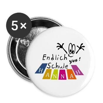 endlich Schule Hannah - Buttons groß 56 mm (5er Pack) - Weiß - Vorne