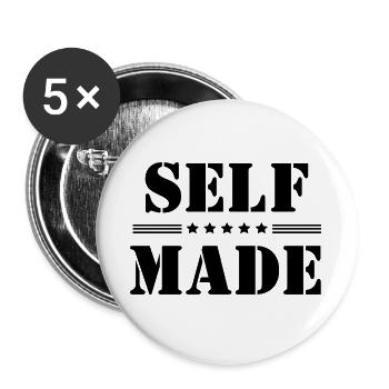 Self Made Stencil Stars Success Motivation  - Buttons large 2.2''/56 mm (5-pack) - white - Front