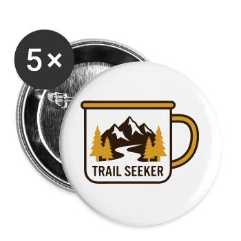 Berge Tasse Wander Logo - Buttons groß 56 mm (5er Pack) - Weiß - Vorne