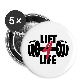 Lift 4 Life Barbell Gewichtheber-Gym-Workout - Buttons groß 56 mm (5er Pack) - Weiß - Vorne