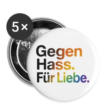 Gegen Hass Für Liebe für Frauen & Männer CSD - Buttons groß 56 mm (5er Pack) - Weiß - Vorne