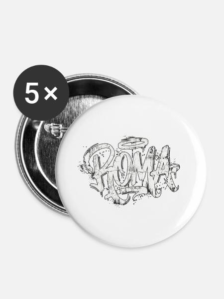 Rom Graffiti Handschrift Italien - Buttons groß 56 mm (5er Pack) - Weiß
