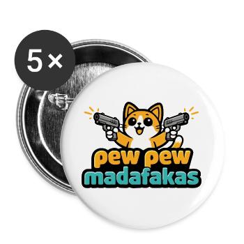 Pew Pew Madafakas Katze - Buttons groß 56 mm (5er Pack) - Weiß - Vorne