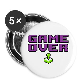 Game Over Pixel Logo - Buttons groß 56 mm (5er Pack) - Weiß - Vorne
