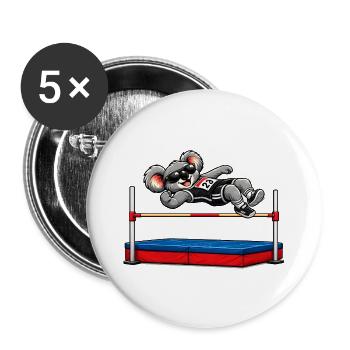 Süßer Koala beim Hochsprung - Buttons groß 56 mm (5er Pack) - Weiß - Vorne