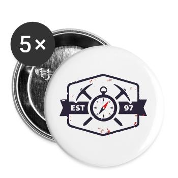 Bergretter Kompass Wappen - Buttons groß 56 mm (5er Pack) - Weiß - Vorne