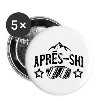 Apres Ski - Buttons groß 56 mm (5er Pack) - Weiß - Vorne