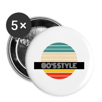 80s Style Retro Vintage Farben Geschenk - Buttons groß 56 mm (5er Pack) - Weiß - Vorne