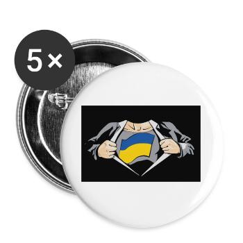 Ukraine Super Hero Ukraine Flag - Buttons large 2.2''/56 mm (5-pack) - white - Front