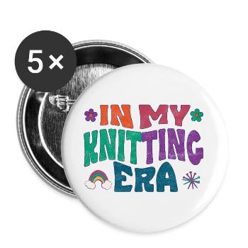 In my knitting era - Buttons large 2.2''/56 mm (5-pack) - white - Front
