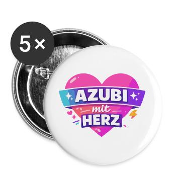 Azubi mit ganz viel Herz - Buttons groß 56 mm (5er Pack) - Weiß - Vorne
