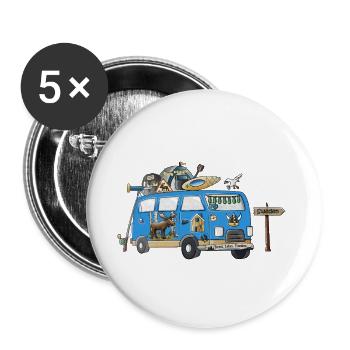 Schweden Camper Motiv Vanlife Camping Urlaub - Buttons groß 56 mm (5er Pack) - Weiß - Vorne