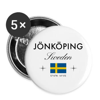Jönköping Schweden Koordinaten Reise Souvenir - Buttons groß 56 mm (5er Pack) - Weiß - Vorne
