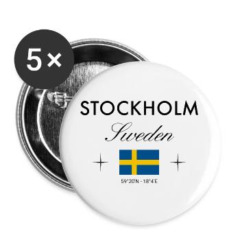 Stockholm Sweden Coordinates Travel Souvenir - Buttons large 2.2''/56 mm (5-pack) - white - Front