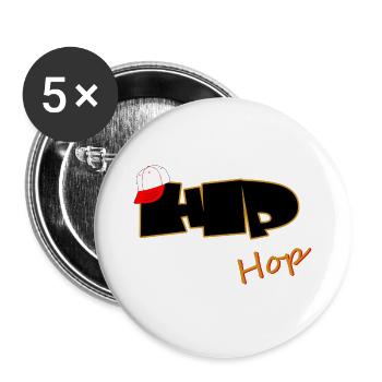 Hip Hop Typo with Baseball Cap - Buttons large 2.2''/56 mm (5-pack) - white - Front