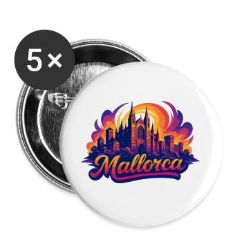 Mallorca Skyline – Epic Colorful Silhouette - Buttons large 2.2''/56 mm (5-pack) - white - Front