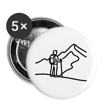 Minimalist hiker in front of mountain panorama - Buttons large 2.2''/56 mm (5-pack) - white - Front