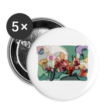 Abstract Orchids | Zen Floral Illustration - Buttons large 2.2''/56 mm (5-pack) - white - Front