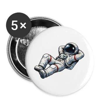 Relaxed astronaut in retro design - Buttons large 2.2''/56 mm (5-pack) - white - Front