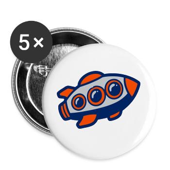 Space Rocket Illustration - Buttons large 2.2''/56 mm (5-pack) - white - Front
