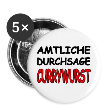 Currywurst - Buttons groß 56 mm (5er Pack) - Weiß - Vorne